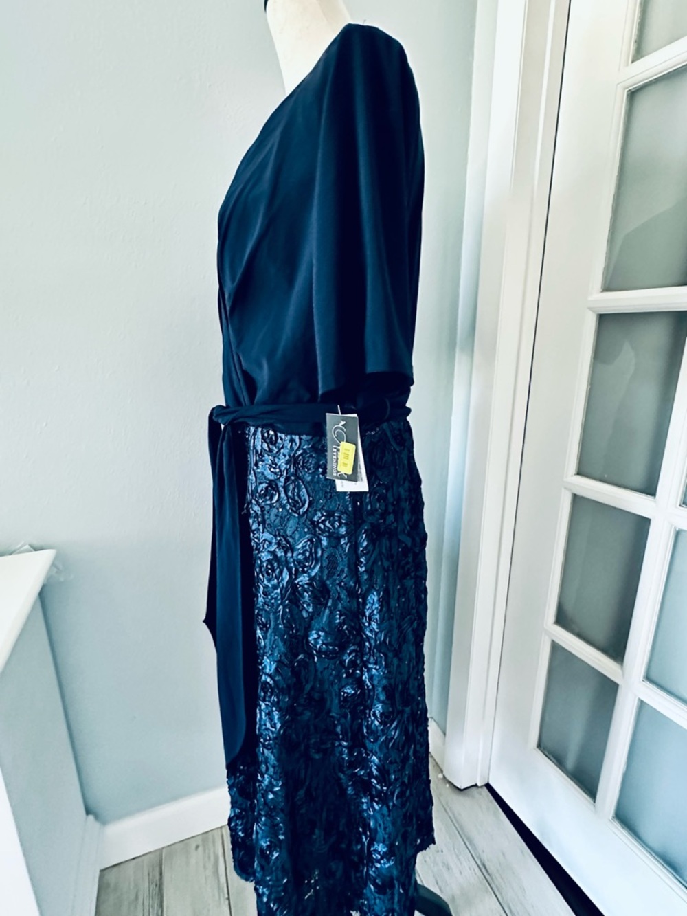 Alex Evenings Midnight Blue Long Sleeve Dress - Picture 3 of 8